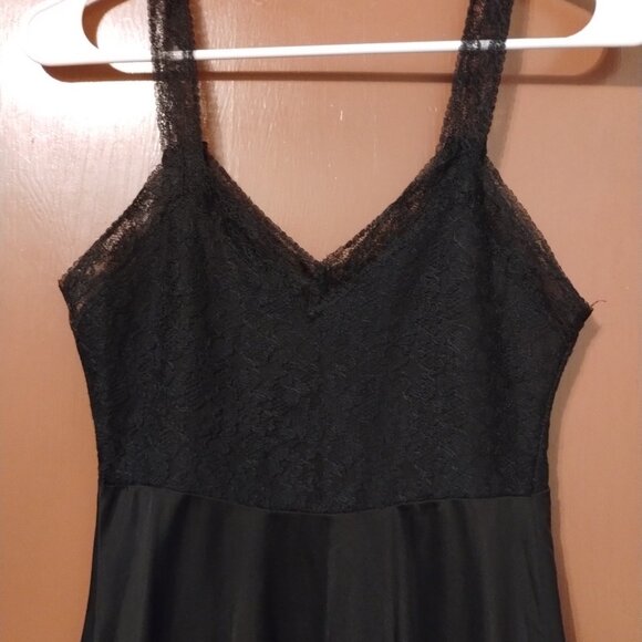 BLACK Vintage Luxite by Holeproof Nylon Slip Lace BODICE Size 34 Slip Dress-READ - Picture 5 of 11